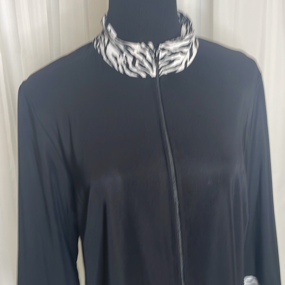 Black with zebra stripe collar & sleeve end, by Creative Design Works, size L - Picture 3 of 5